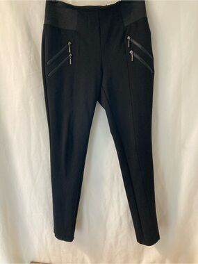 Guilty Couture Black Ponte Pants Zipper Detail Pull On Size M
